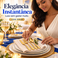 Kit Luxe Gold® – Faqueiro Dourado 24 Peças com Maleta + Brinde Exclusivo
