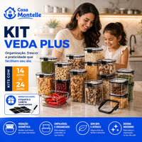 VedaPlus® - Kit Potes Herméticos de Vidro + Brinde Exclusivo