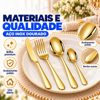 Kit Luxe Gold® – Faqueiro Dourado 24 Peças com Maleta + Brinde Exclusivo