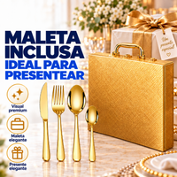Kit Luxe Gold® – Faqueiro Dourado 24 Peças com Maleta + Brinde Exclusivo