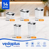 VedaPlus® - Kit Potes Herméticos de Vidro + Brinde Exclusivo