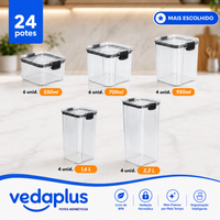 VedaPlus® - Kit Potes Herméticos de Vidro + Brinde Exclusivo