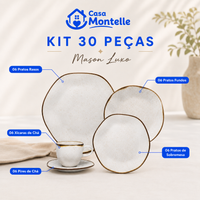 Coleção Mason Luxo™ - Jogo de Jantar Premium 30 Peças em Porcelana