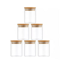 Kit Potes Para Condimentos de Vidro Com Tampa de Bambu e Anel de Silicone Excelente Vedação - Entrega Grátis