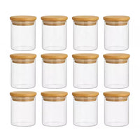 Kit Potes Para Condimentos de Vidro Com Tampa de Bambu e Anel de Silicone Excelente Vedação - Entrega Grátis